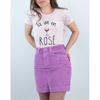 LA VIE EN ROSÉ - Camiseta rosa jaspeada