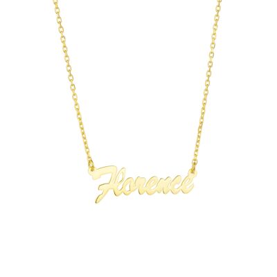 Collier avec nom en or massif fin 14 carats