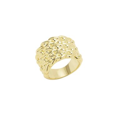 Anello Keeper in argento sterling grande a 5 file in oro