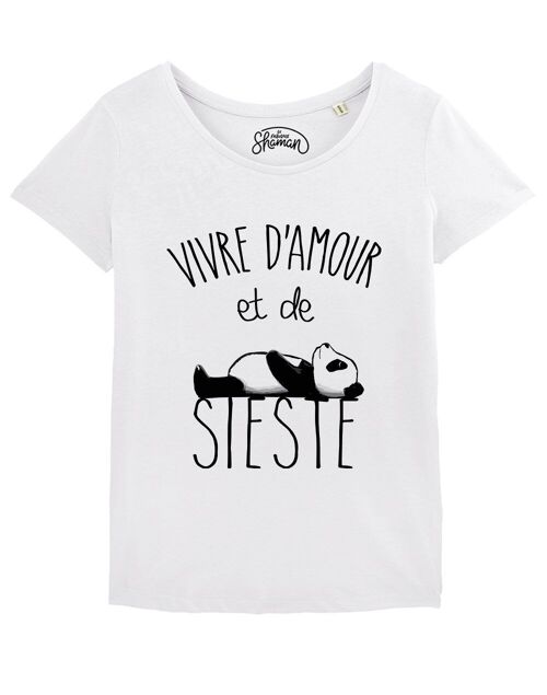 TSHIRT BLANC FEMME VIVRE D'AMOUR ET DE SIESTE