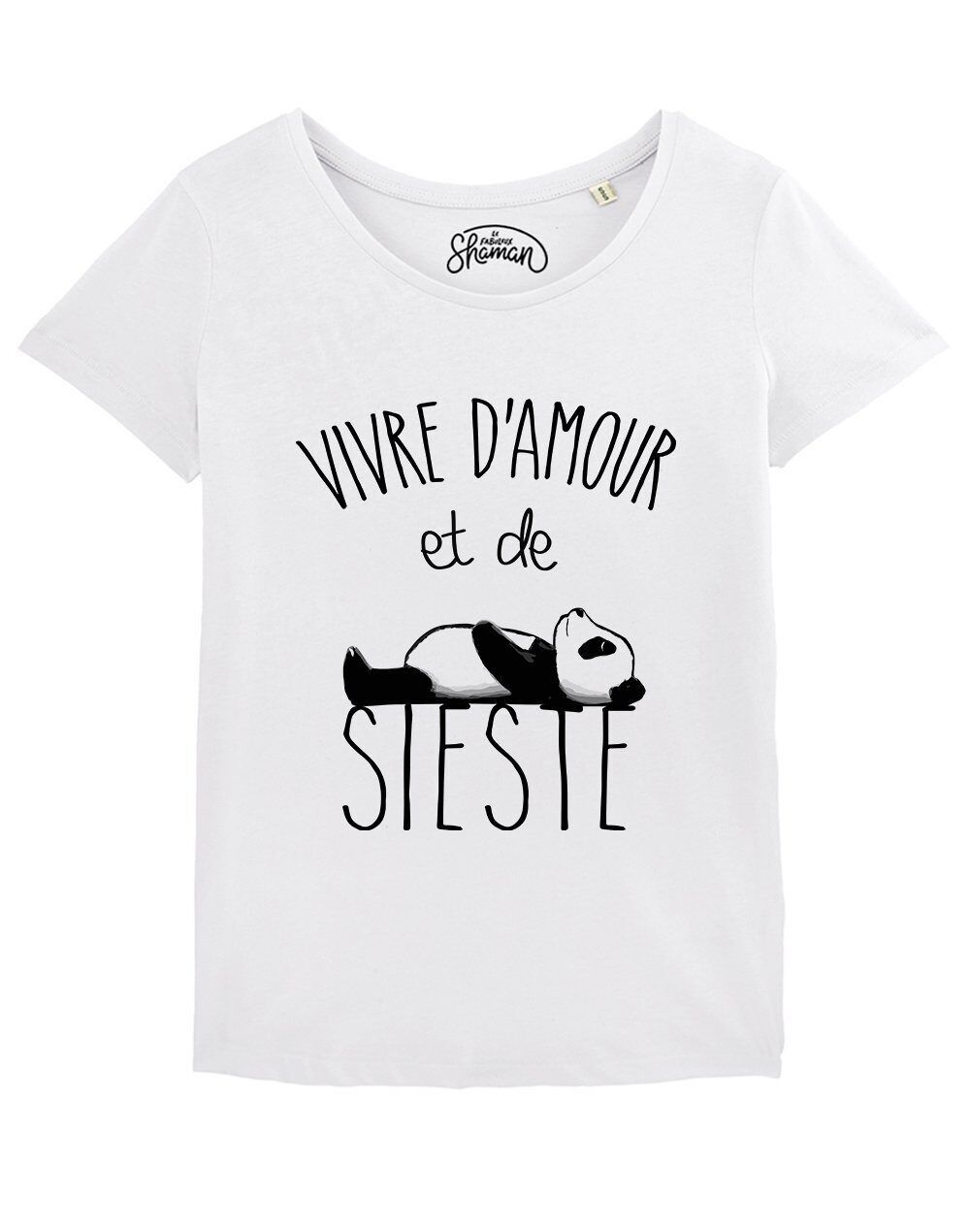 WEISSES DAMEN-T-Shirt „LIVING WITH LOVE AND NAP“.