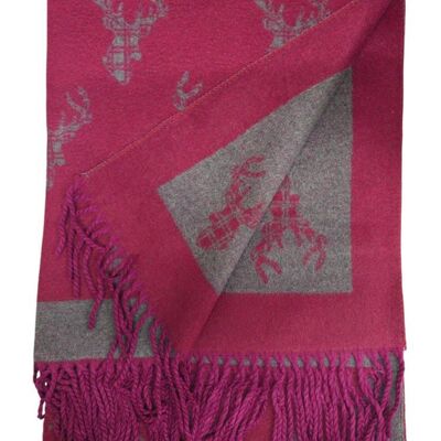Écharpe avec cerf des Highlands marron/gris