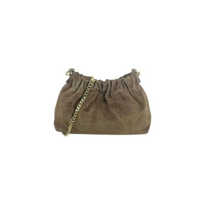 Sac seau en daim véritable taupe