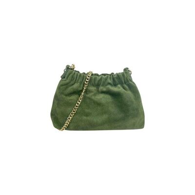 Genuine suede pouch bag apple green