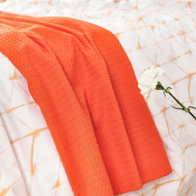 Plaid Gaufré 100% coton Orange Foncé