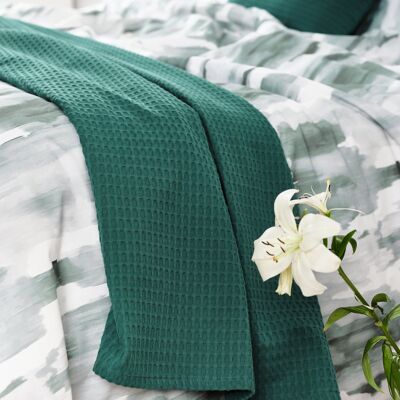 Plaid gaufré 100 % coton Émeraude