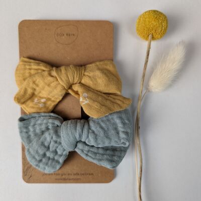 Hair clips with a cute muslin bow