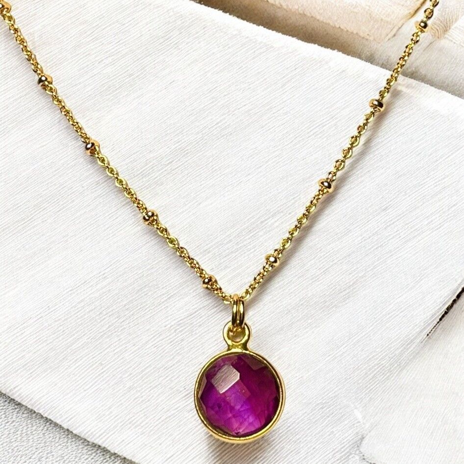 Ciondolo "LINDA" placcato oro pregiato in ametista