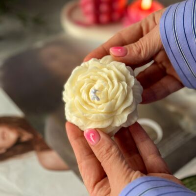 Candela al fiore di peonia - Decorazione primaverile per la casa - Regalo per la festa della mamma
