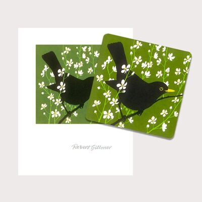 Blackbird & Blackthorn Coaster Card