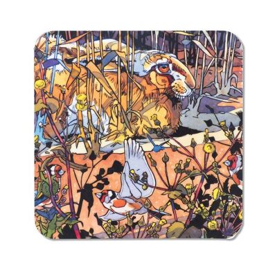 Hare and Goldfinches Coaster