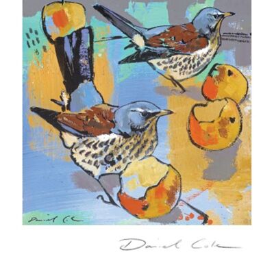 Fieldfares & Fallen Apples Greetings Card