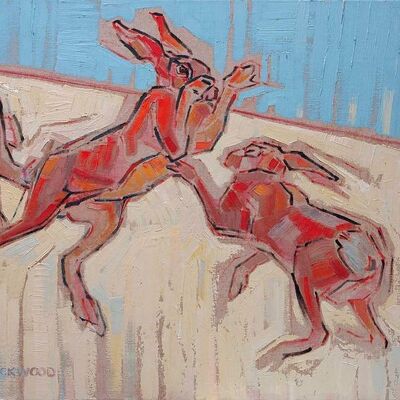 February Hares Greeting Card