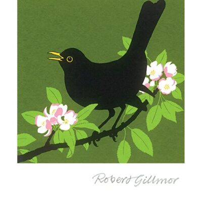 Blackbird & Apple Blossom Greeting Card