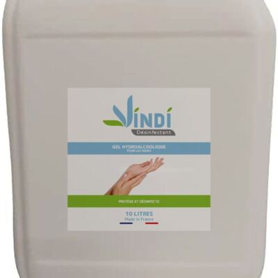 Gel hidroalcohólico desinfectante de manos Vindi - Bidón de 10 l - Fabricado en Francia - 76 % de alcohol - Virucida