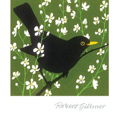 Blackbird & Blackthorn Greetings Card