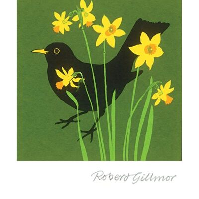 Blackbird & Tête-à-Tête Greeting Card