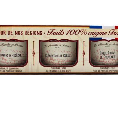 Confiture Extra - Coffret FRANCE-Clémentine de Corse-Délices de Marrons d'Ardèche-Figue de Provence