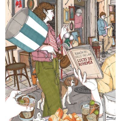 The Rastro de Madrid Fleamarket - Art Print (30x42cm)