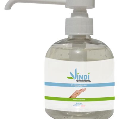 Gel idroalcolico disinfettante Vindi - Flacone con pompa da 300 ml - Prodotto in Francia - 76% alcol - Virucida