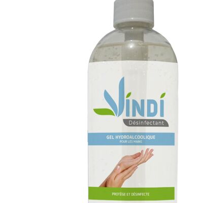 Gel idroalcolico disinfettante Vindi - Flacone con pompa da 500 ml - Prodotto in Francia - 76% alcol - virucida