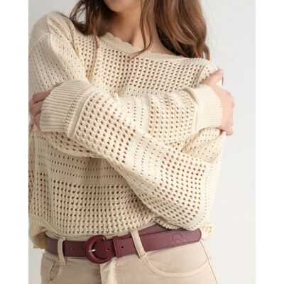 Pull beige ajouré
