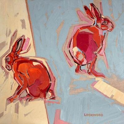 Creeping up on hares II Greeting Card