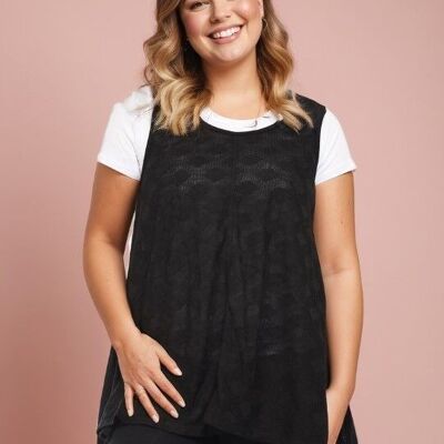 Plus Size Textured Top + T-Shirt Set (A091&WHITE)