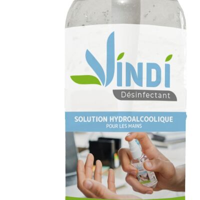 Soluzione idroalcolica disinfettante Vindi - Flacone con pompa da 1L - Prodotto in Francia - 76% alcol - Disinfezione di mani e superfici - Virucida