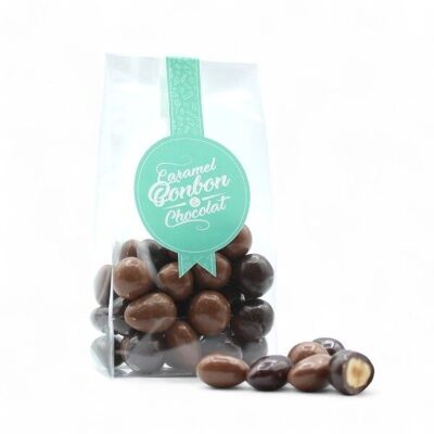 BOLSA DE AVELLANAS Y ALMENDRAS CRIOLLAS EN CHOCOLATE CON LECHE Y NEGRO - Caja de 6 bolsas de 125 g