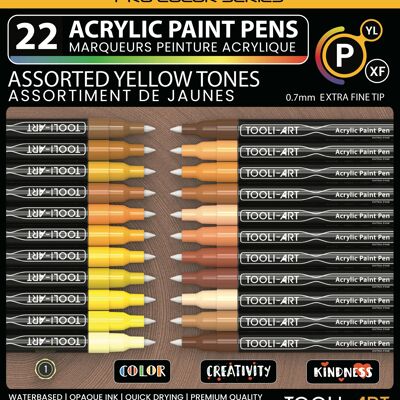 TOOLI Marqueur Acrylique Set Jaune 22 couleurs EF 07mm