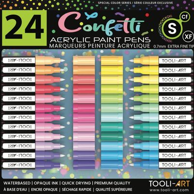 Set di pennarelli acrilici TOOLI Confetti 24 colori brillanti EF 07mm