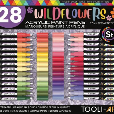Set di pennarelli acrilici TOOLI Fiori di campo 28 colori EF 07mm