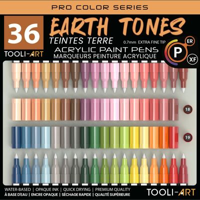 TOOLI Set di pennarelli acrilici Nature 36 colori EF 07 mm