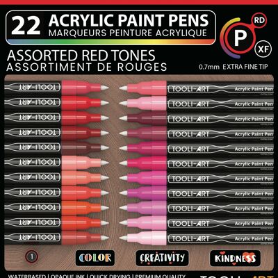 TOOLI Set di pennarelli acrilici rosso 22 colori EF 07 mm