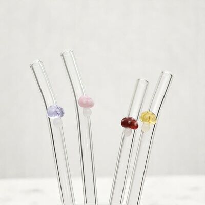 Creative Mushroom Glass Reusable Straws