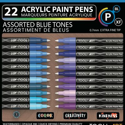 TOOLI Acrylic Marker Set Blue 22 colors EF 07mm