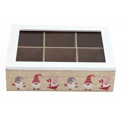 Caja de madera Gonk de 6 compartimentos, 24 x 17 cm