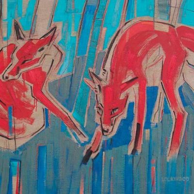 Foxes In Spring Forest Greeting Card