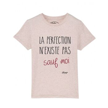Tee-shirt la perfection n'existe pas sauf moi rose chiné
