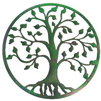 Decoración de pared de metal árbol de la vida - 75 cm - brillo aceitoso sutil