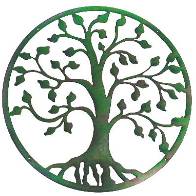 Metal tree of life wall decoration - 75 cm - subtle oily glow