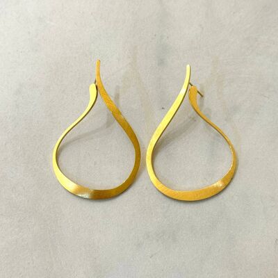 Boucles d'oreilles abstraites en or brossé Tulip