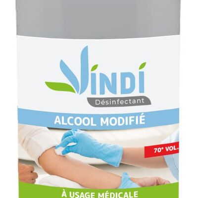Vindi Désinfectant - alcool modifié 70° - Flacon de 1L - Fabrication Française - Désinfection peau saine