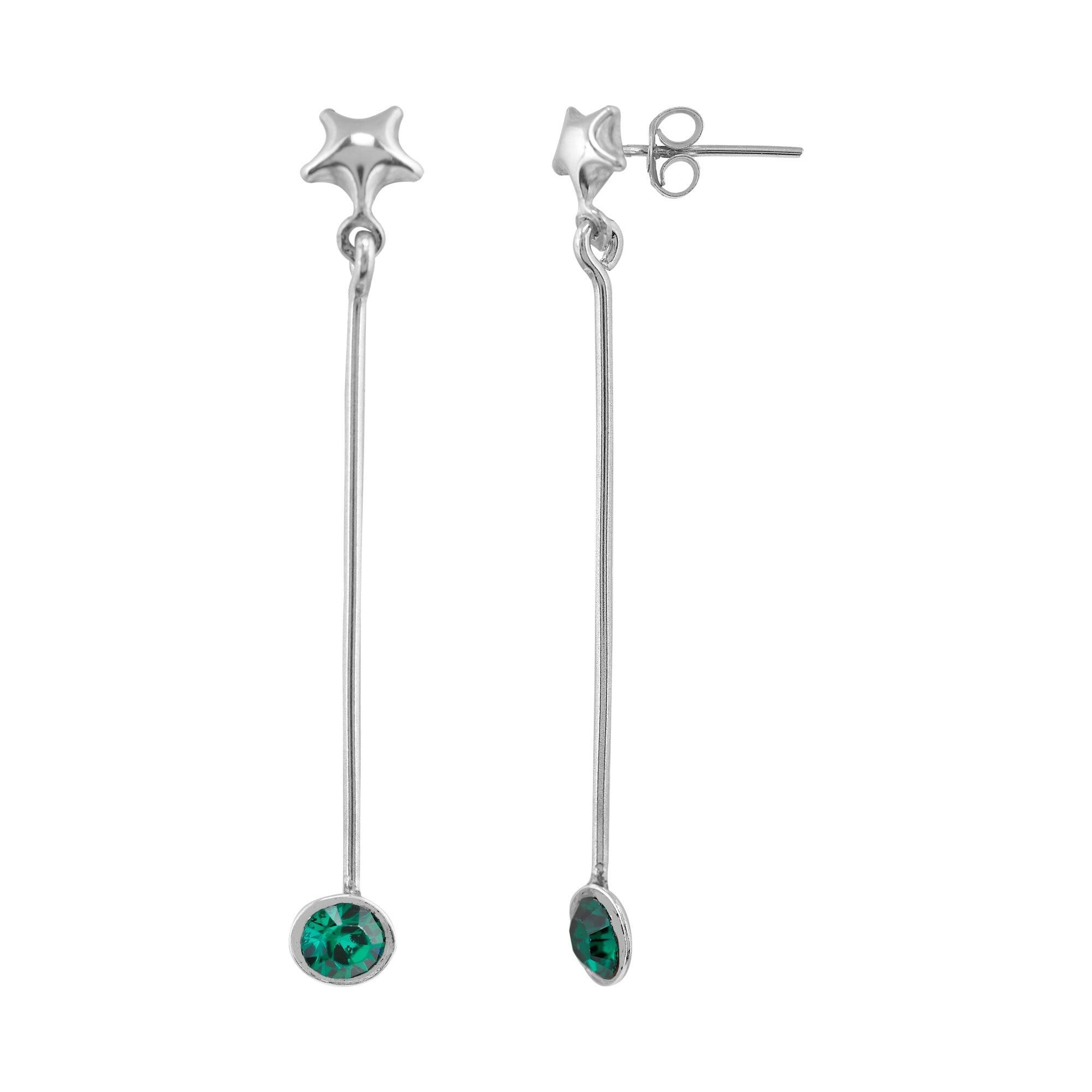 Silver 2 Vd Orecchino Pendulum in argento 925 con cristallo Sw verde
