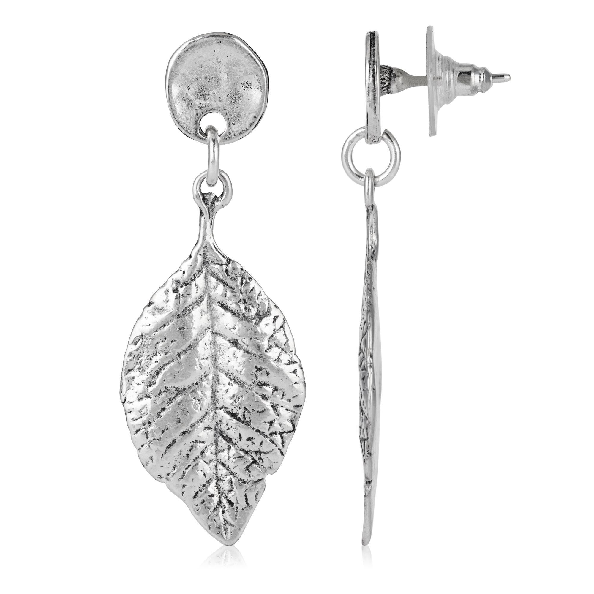 Versilberter Blattohrring aus Blattsilber