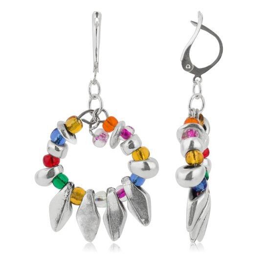 Orecchino a cerchio in argento multicolore