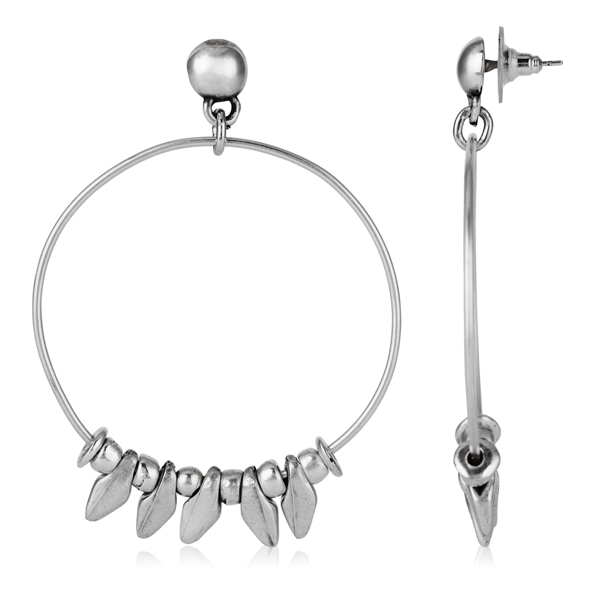 Orecchino d'argento a cerchio pendente in più pezzi