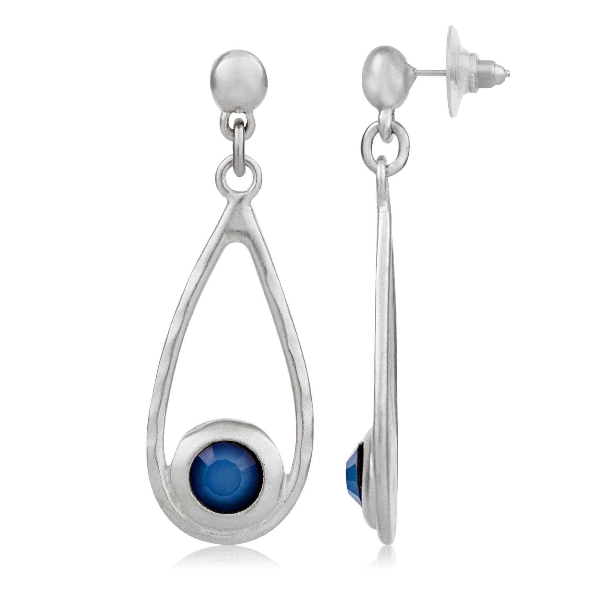Orecchini a goccia in argento e Swarovski blu