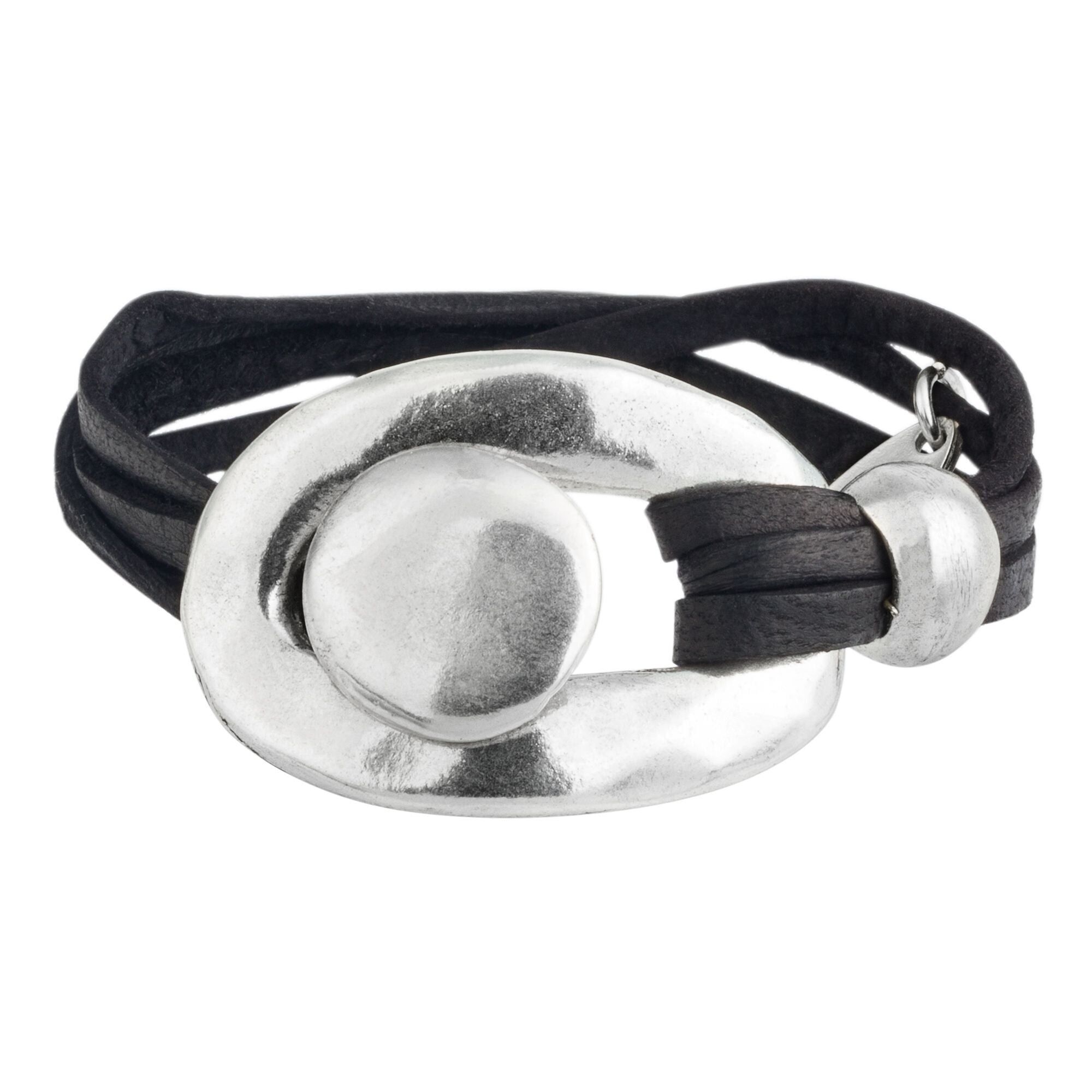 Bracciale multipelle e argento "Central" nero